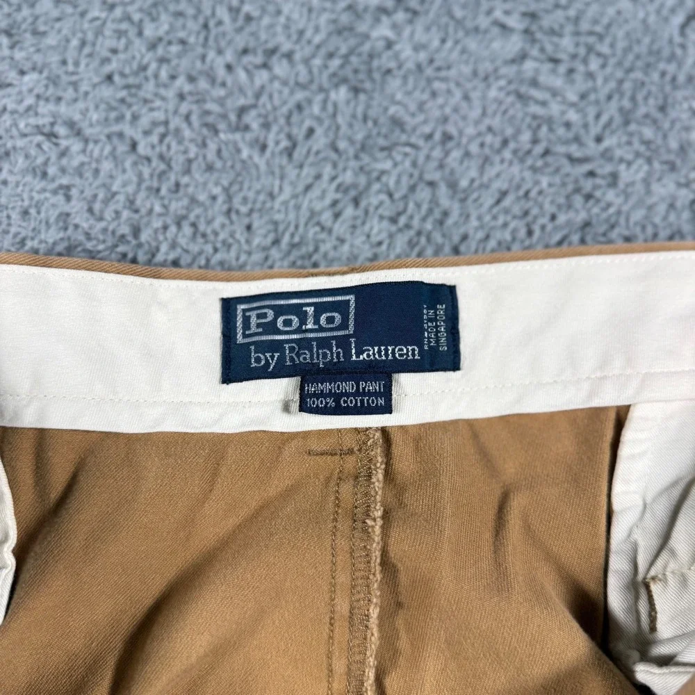 Vintage Polo Ralph Lauren Hammond Pant‎ Mens 42x30 Khaki Double Pleated Chino